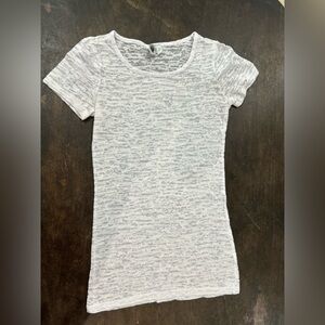 BKE White and Gray Textured Women's Top